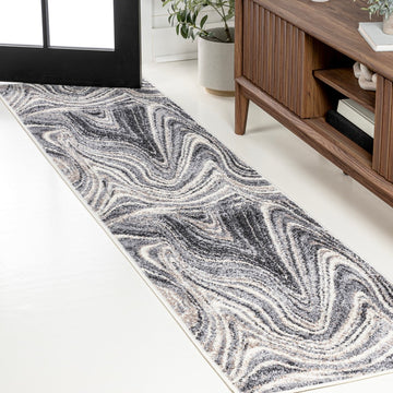 Eleni Contemporary Glam Abstract Marble Area Rug